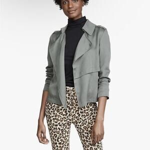 BB Dakota Double Agent Cropped Trench Jacket Size XS Open Front Military Classic